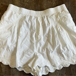 Anthropologie White Eyelet Flowy Women’s Shorts 100% Cotton Size Large